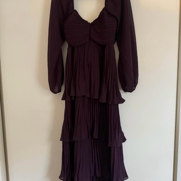 Lulu's Deep Purple Tiered Long Sleeve Dress - Picture 4 of 5